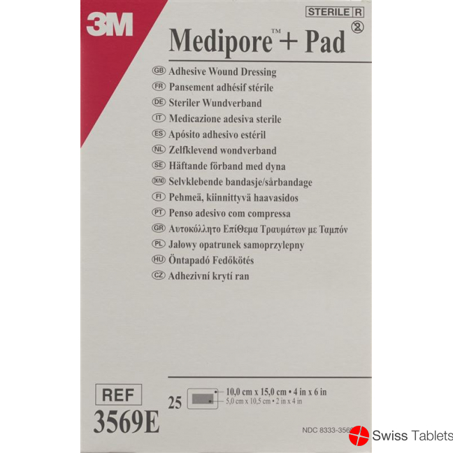 3M Medipore + Pad 10x15cm / Wundkissen 5x10.5cm 25 Stück buy online