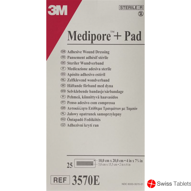 3M Medipore + Pad 10x20cm / Wundkissen 5x15.5cm 25 Stück buy online