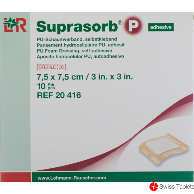 Suprasorb P Schaumverband 7.5x7.5cm Adhesiv 10 Stück buy online