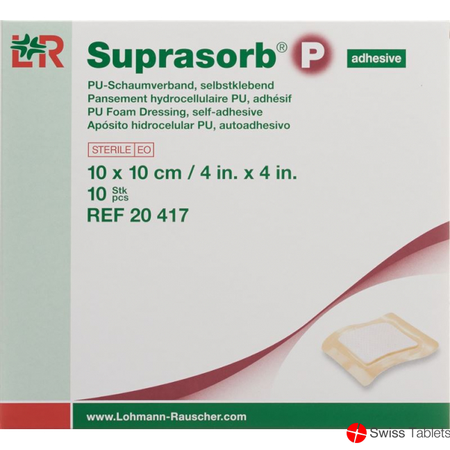 Suprasorb P Schaumverband 10x10cm Adhesive 10 Stück buy online
