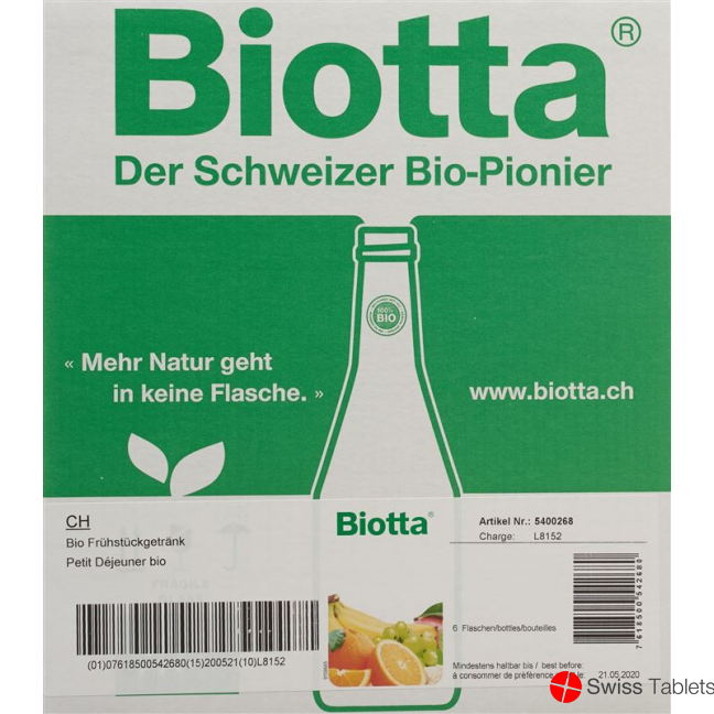Biotta Bio Frühstück 6 Flaschen 5dl buy online
