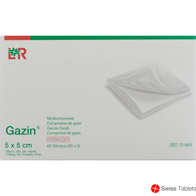 Gazin Faltkompressen 5x5cm 16-fach Steril 30x 2 Stück buy online