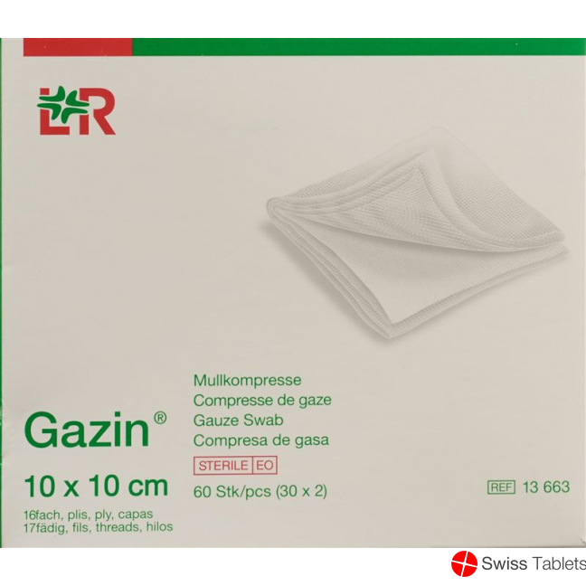 Gazin Faltkompressen 10x10cm 16-fach Steril 30x 2 Stück buy online