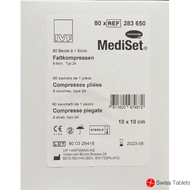 MediSet Faltkompressen Typ 24 8-fach 10x10cm 80 Stück buy online