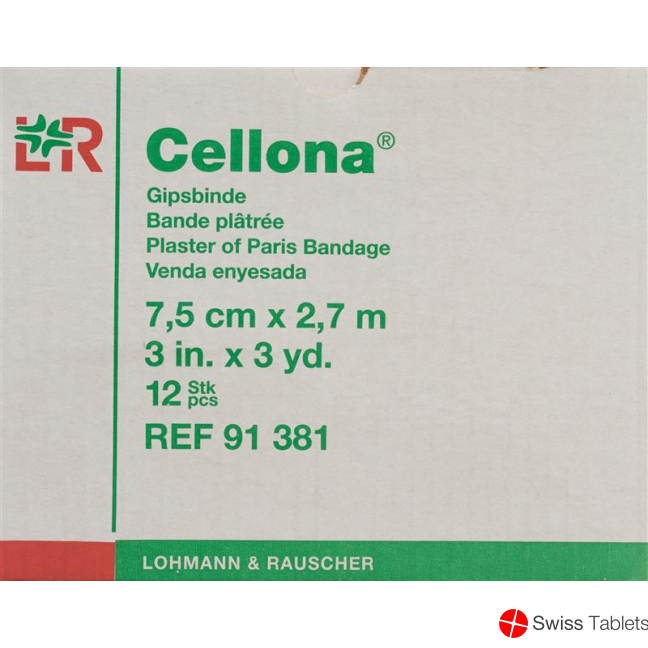 Cellona Gipsbinden 2.75mx7.5cm Feincremig 12 Stück buy online