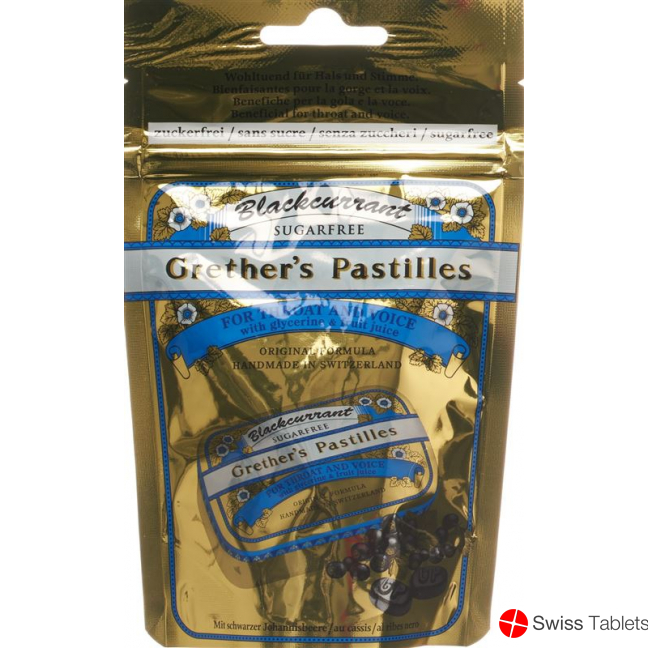 Grether’s Pastilles Blackcurrant Zuckerfrei Nachfüllbeutel 100g buy online