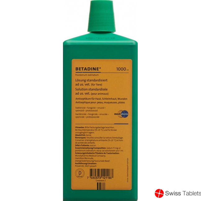 Betadine Loesung Standardisiert Ad Us Vet. 1000ml buy online