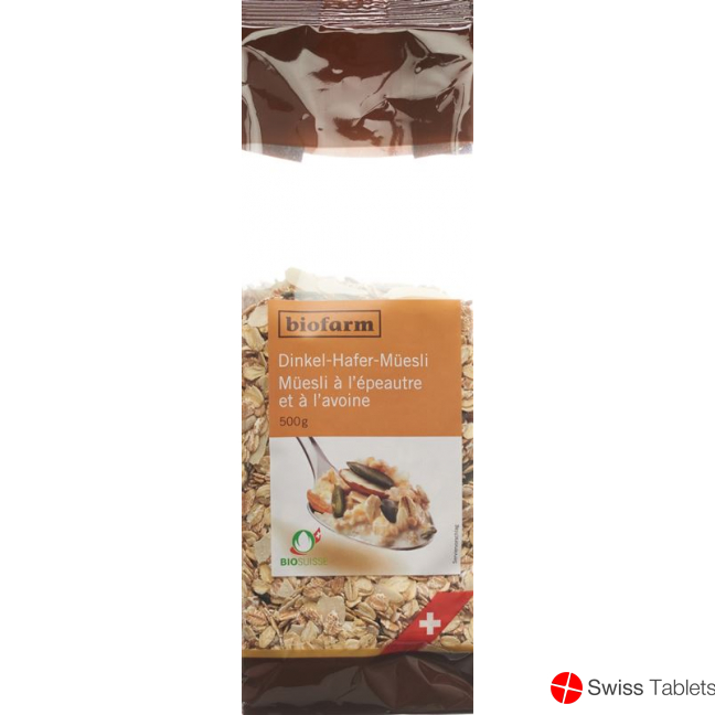 Biofarm Dinkel Hafermüesli Knospe Beutel 500g buy online