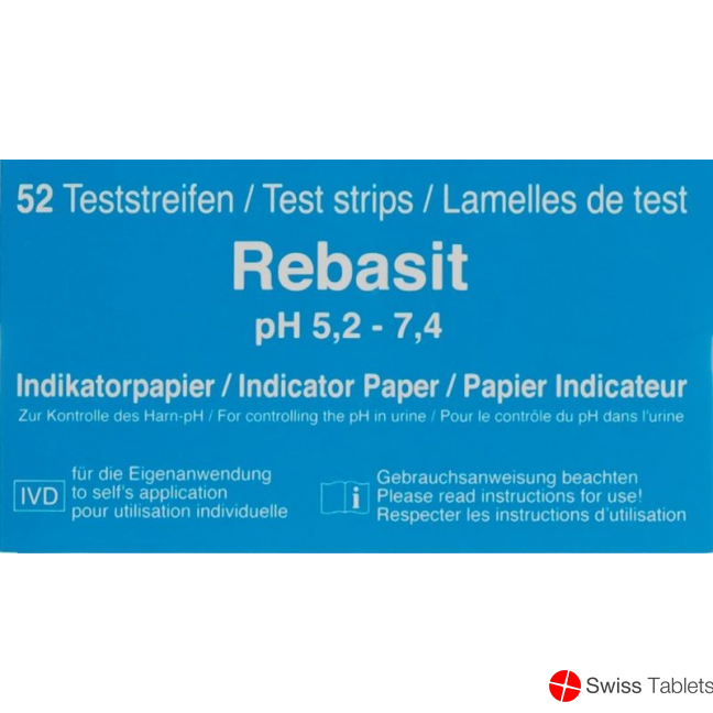 Rebasit Indikatorpapier Streifen Ph5.2-7.4 52 Stück buy online