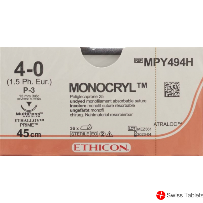 Monocryl 45cm Ungefaerbt 4-0 P-3 Multip 36 Stück buy online