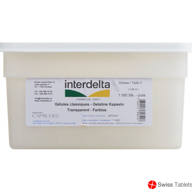 Gelatine Kapseln 0 Transparent Interdelta 1000 Stück buy online