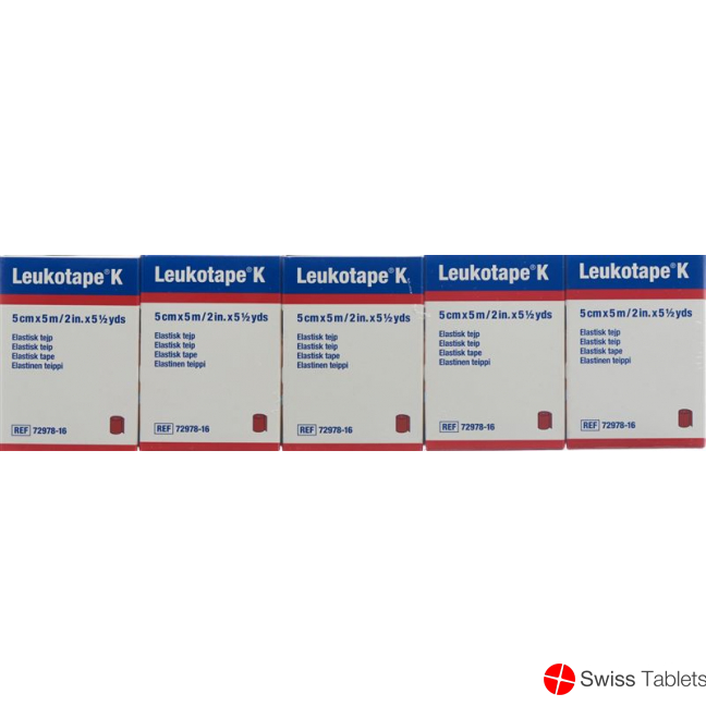 Leukotape K Pflasterbinde 5mx5cm Rot 5 Stück buy online