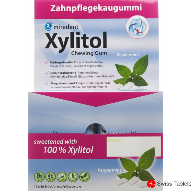 Miradent Xylitol Zahnpflege Kaugummi Min 12x 30 Stück buy online