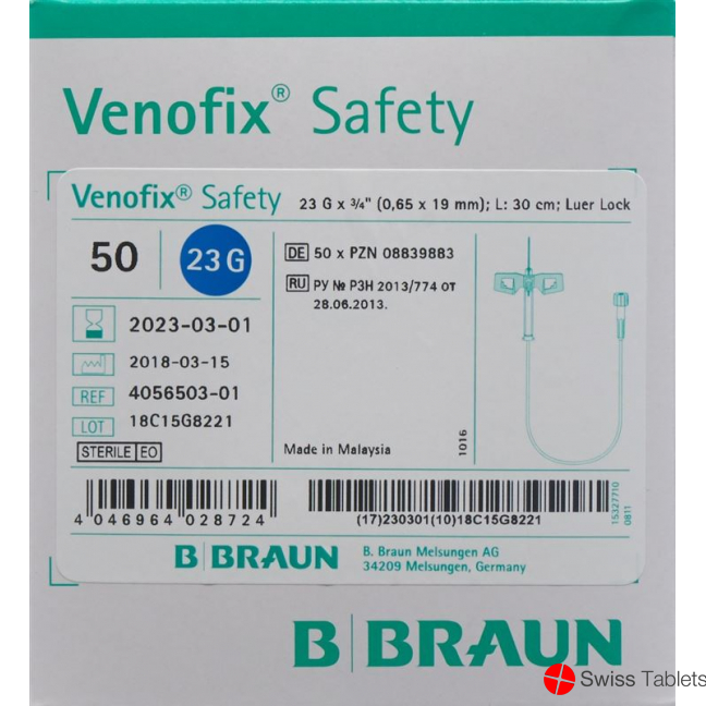 Venofix Safety 23g 0.65x19mm Blau Schl30cm 50 Stück buy online Venofix Safety 23g 0.65x19mm Blau Schl30cm 50 Stück buy online