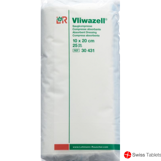 Vliwazell Saugkompresse 10x20cm 25 Stück buy online