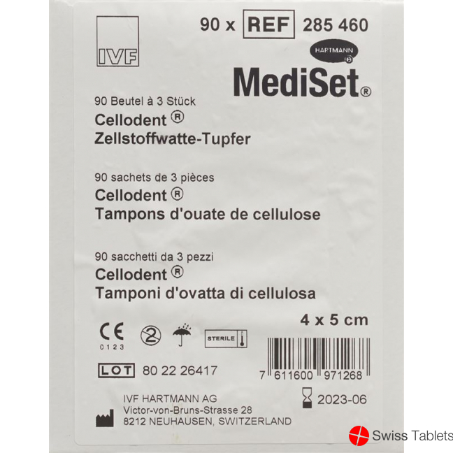 Mediset Cellodent Tupfer 4x5cm Steril 90 Beutel 3 Stück buy online