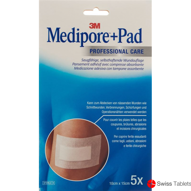 3M Medipore + Pad 10x15cm / Wundkissen 5x10.5cm 5 Stück buy online