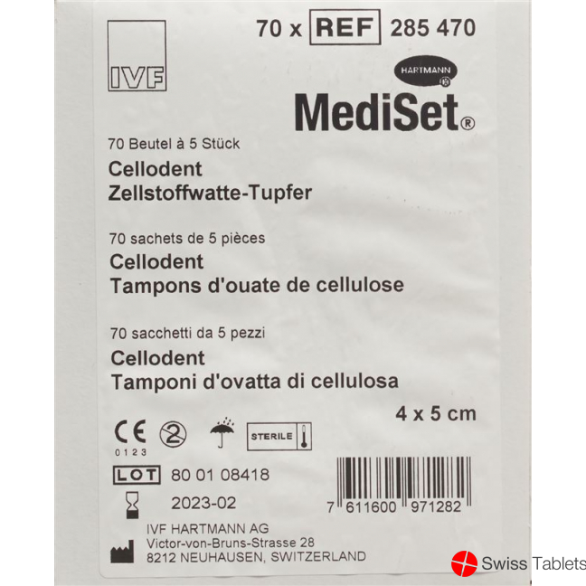 Mediset Cellodent Tupfer 4x5cm 70x 5 Stück buy online