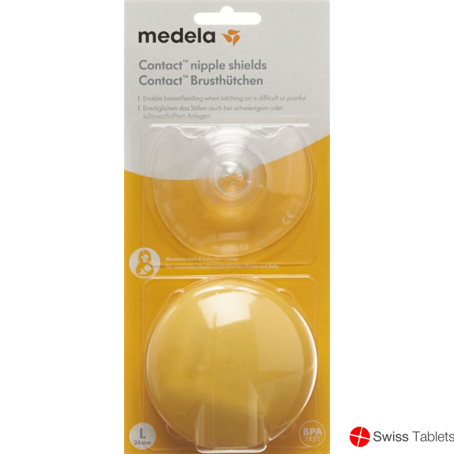 Medela Contact Brusthuetchen L 24mm 1 Paar mit Box buy online