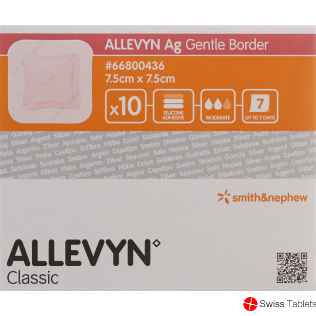 Allevyn Ag Gentle Border Wundverband 7.5x7.5cm 10 Stück buy online