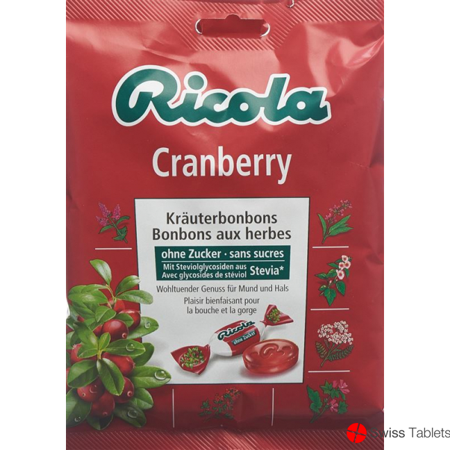 Ricola Cranberry Kräuterbonbons ohne Zucker Beutel 125g buy online