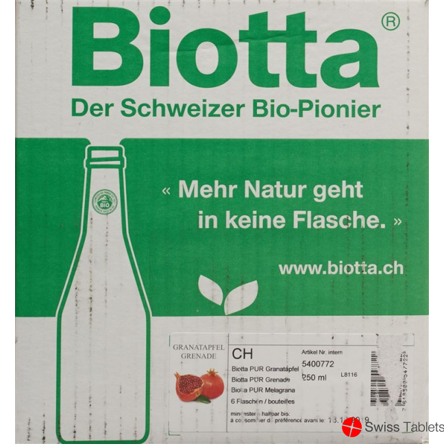 Biotta Bio PUR Granatapfel 6 Flaschen 250ml buy online