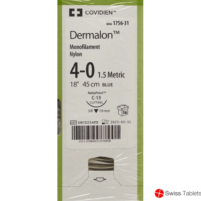 Dermalon 45cm Blau 4-0 C-13 36 Stück buy online