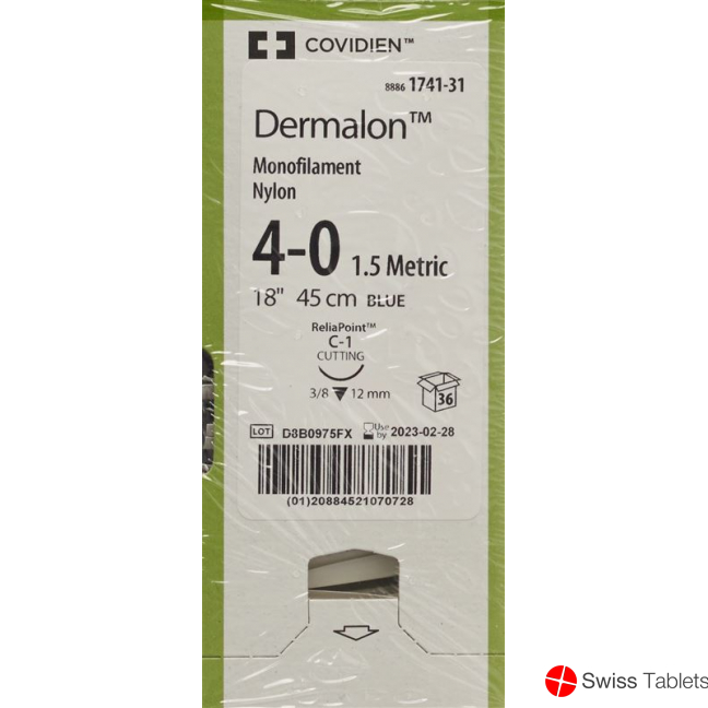 Dermalon 45cm Blau 4-0 C-1 36 Stück buy online