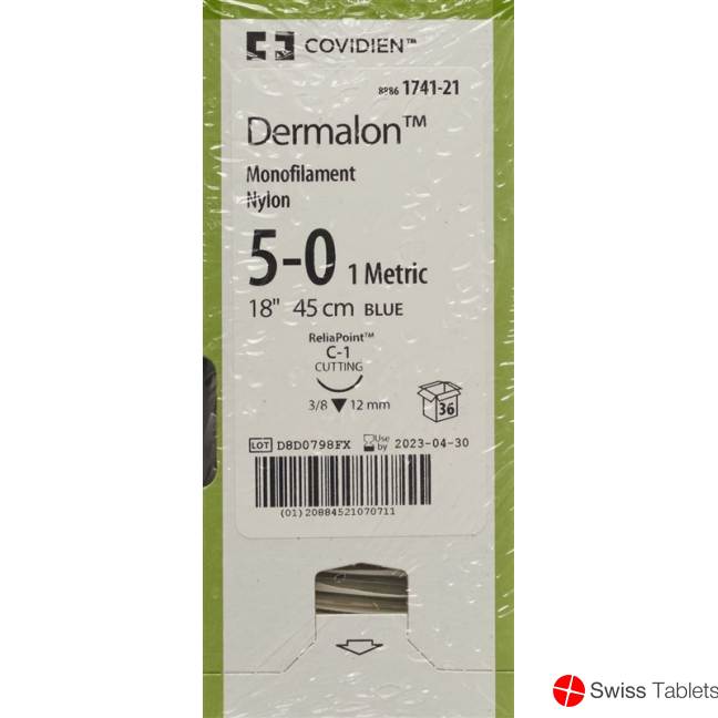 Dermalon 45cm Blau 5-0 C-1 36 Stück buy online