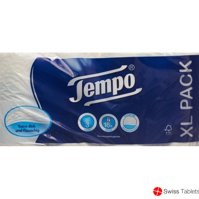 Tempo toilet paper Classic white 3-ply 150 sheets of 16 pieces Tempo toilet paper Classic white 3-ply 150 sheets of 16 pieces