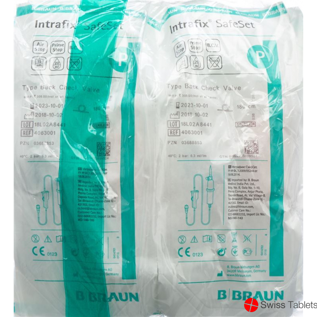 Intrafix SafeSet 180cm with check valve 10 pcs