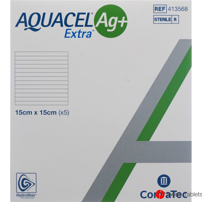 AQUACEL Ag + Extra compress 15x15cm 5 pcs