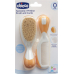 Chicco comb and brush natural bristles orange 0m +