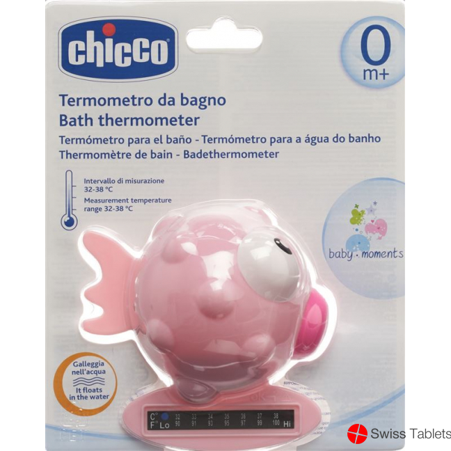 Chicco Bath Thermometer Globe Fish pink 0m +