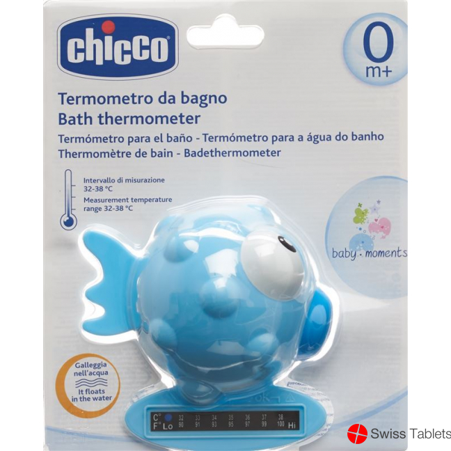 Chicco Bath Thermometer Globe Fish light blue 0m +