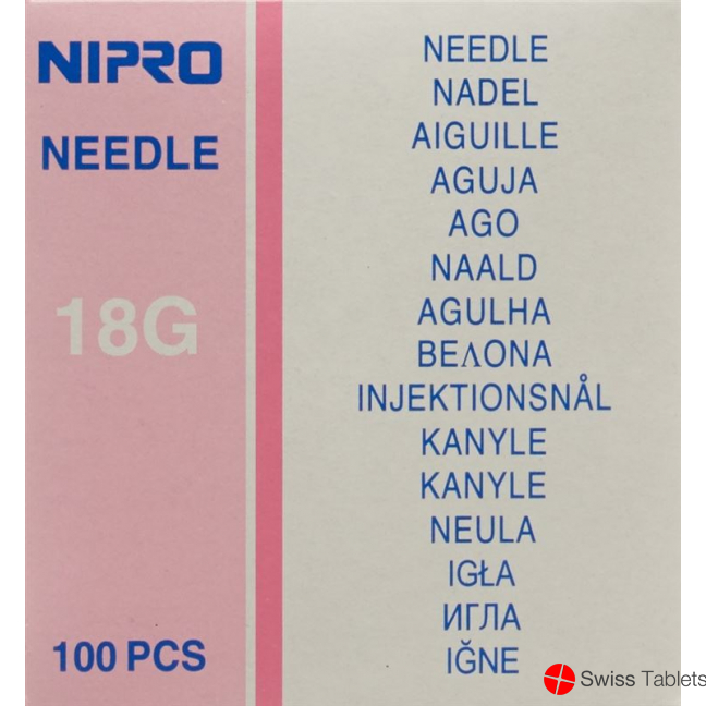 Nipro disposable needles 1.2x40mm 18Gx1 1/2 pink 100 pcs