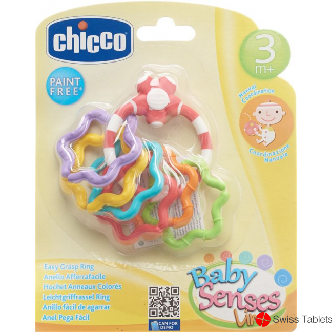 Chicco Easy grip rattle colorful rings 3M +