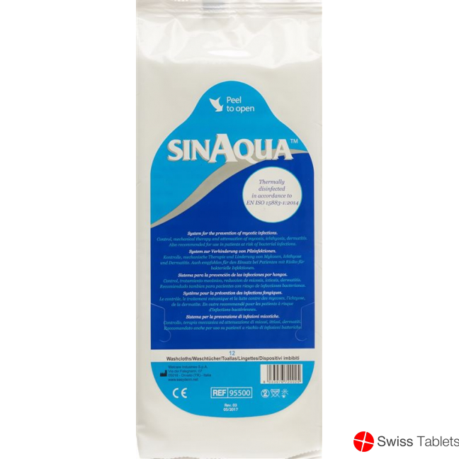SINAQUA pre-moistened washcloth Btl 12 pcs