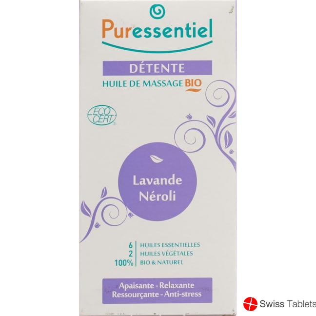 Puressentiel 100 ml relaxing lavender neroli massage oil bio