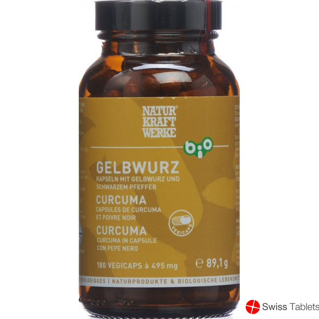 Naturkraftwerke Gelbwurz Pulver Kapseln Bio/kba 180 Stück buy online