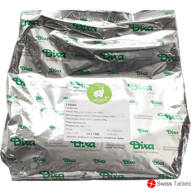 Dixa nettle leaves PhEur BIO cut 500 g Dixa nettle leaves PhEur BIO cut 500 g