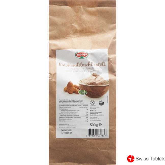 Morga Mandelmehl Entölt Glutenfrei Bio 500g buy online