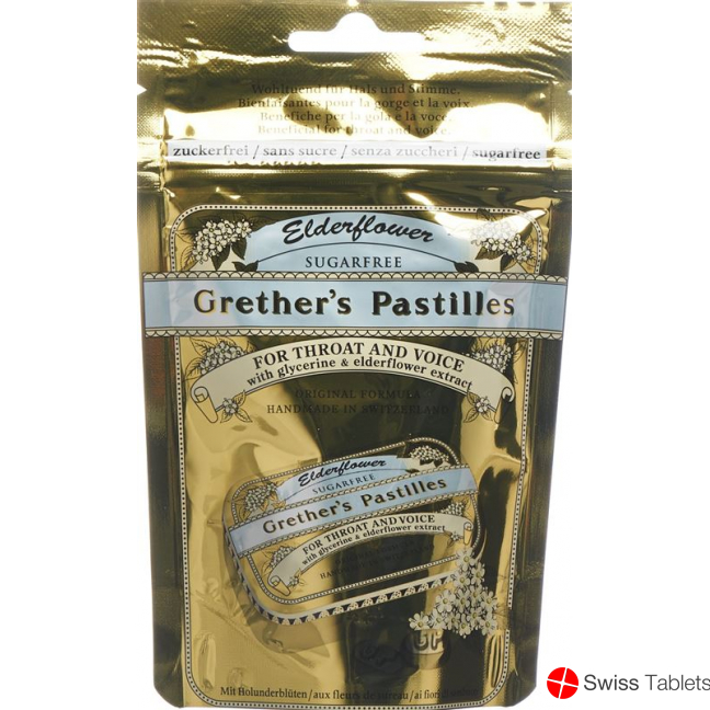 Grethers Elderflower Pastillen ohne Zucker Refill Beutel 100g buy online