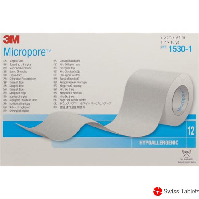 3M Micropore Vlies Heftpflaster ohne Dispenser 25mm x 9.14m weiss 12 Stück buy online