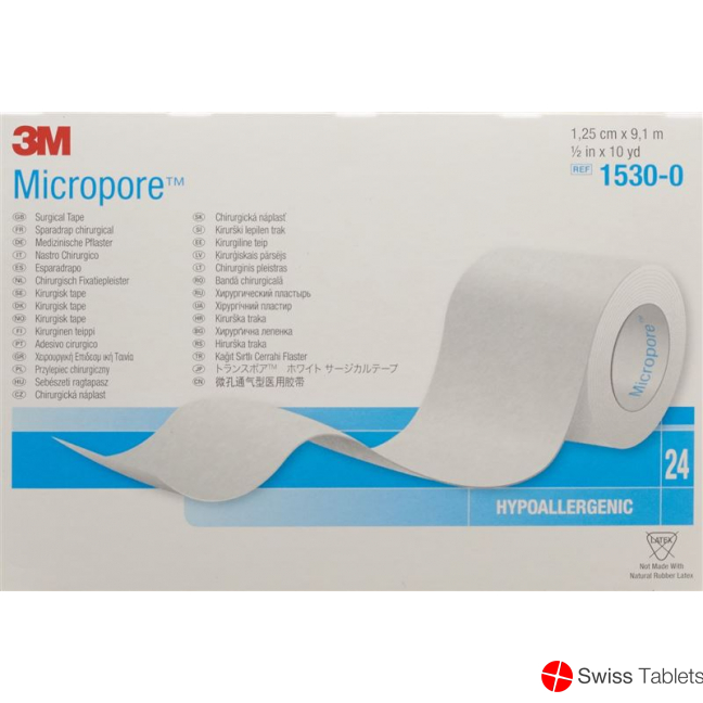 3M Micropore Vlies Heftpflaster ohne Dispenser 12mm x 9.14m weiss 24 Stück buy online