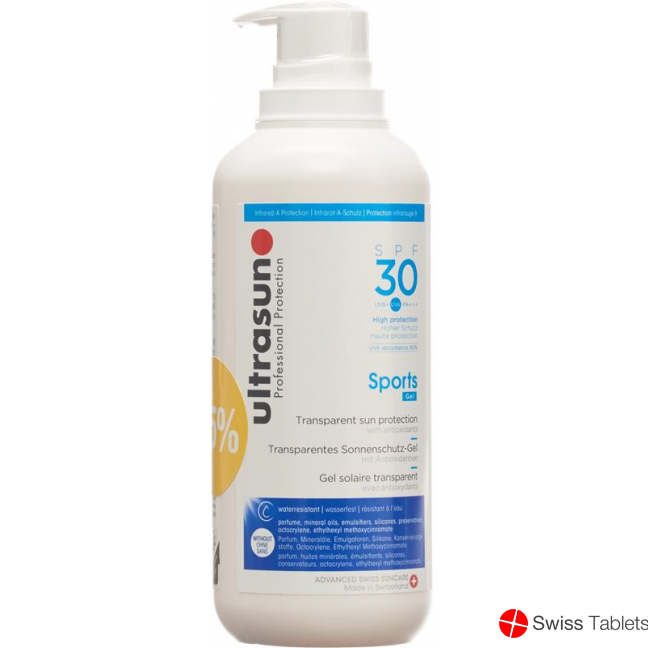 Ultrasun Sport Gel SPF 30 Dispenser 400ml 25% discount buy online