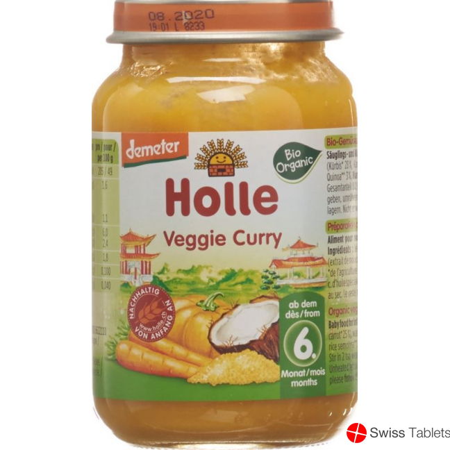 Holle Veggie Curry Glass from the 6th month Bio 190g buy online