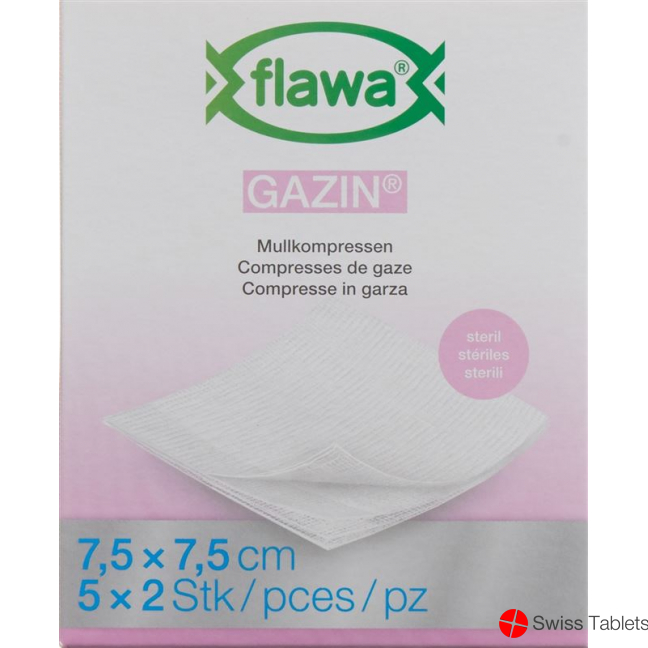Flawa Gazin Mullkompressen Steril 7.5x7.5cm 5x 2 Stück buy online