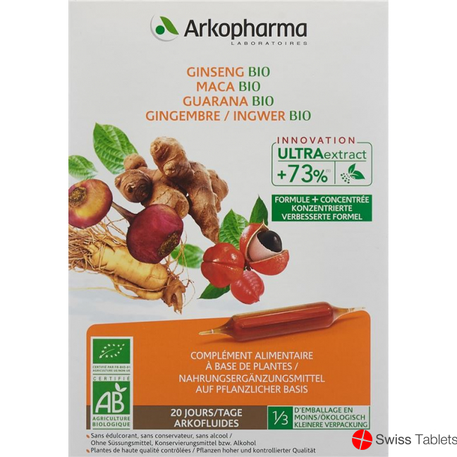 Arkofluide Gins-maca-guar-ingw Trinkampullen Bio 20 Stück buy online