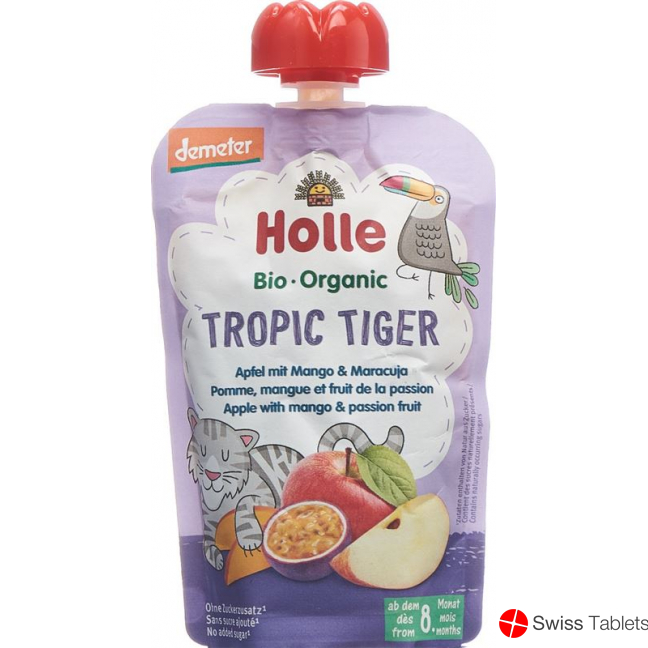 Holle Tropic Tiger Pouchy Apple, Mango & Passion Fruit 100g buy online